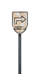 Right Turn Ahead Sign on a Metal Pole.