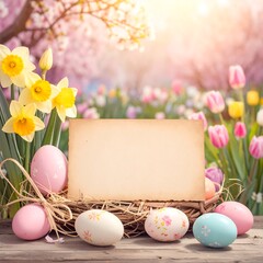 Easter scene with blank card (1)