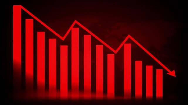 Global market trending crash chart downward for business investment strategies