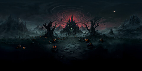Halloween Haunted castle 8K VR 360 Spherical Panorama