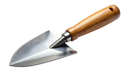 Premium Garden Trowel with Wooden Handle Isolated on Black Background - Essential Gardening Tool & Product Shot