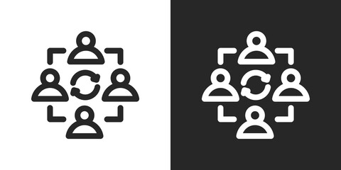 Collaboration Icon Set in Black and White Outline Style