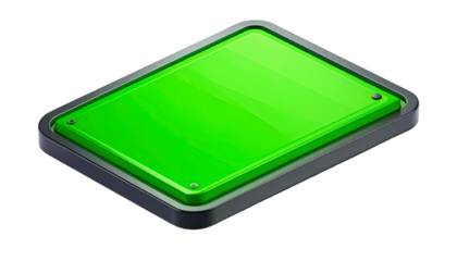 Vibrant Green Screen Digital Display Template with Blank Copy Space on Black Background - Modern Technology UI/UX Graphic Element