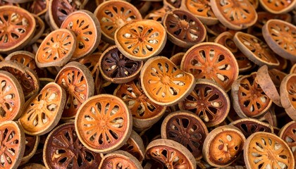 Fototapeta premium Dried fruit slices in a pile