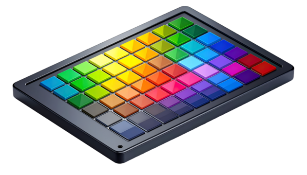 Vibrant Digital Color Palette Grid on Black: Creative Spectrum Options for Modern Design & Technology