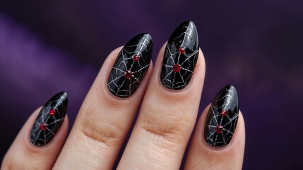 Spider web nail art design ideas for halloween and fall nail trends