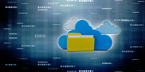 3d rendering Cloud computing concept, Cloud internet technology concept background, Cloud computing and network security technology concept