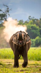 Elephant in action