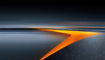 Abstract artwork orange illuminated path leading away from viewer against a dark background