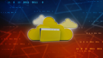 3d rendering Cloud computing concept, Cloud internet technology concept background, Cloud computing and network security technology concept