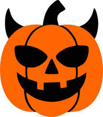 Cute Halloween Jack O Lantern Pumpkin with Black Cat Illustration