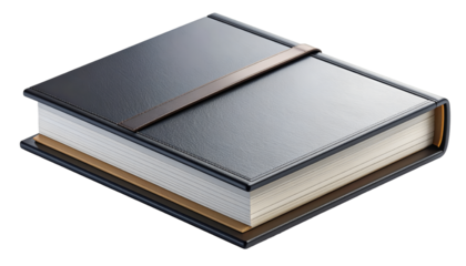 Elegant Leather Notebook with Strap on Black Background - Professional Journal or Planner for Business, Education & Personal Use