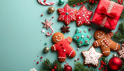 Festive Christmas cookies and decorations
