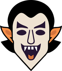 Masked man with heart shaped face in cartoon vampire style