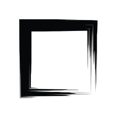Abstract square frame with black brush stroke texture.