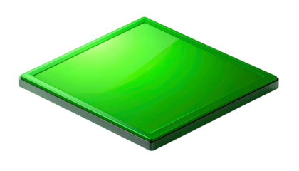 Vibrant Green Glossy Diamond Button Icon – 3D Digital Element for UI/UX, Technology, & Abstract Design on Black