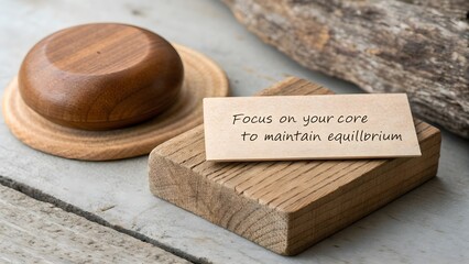 Close up of wooden objects with inspirational text