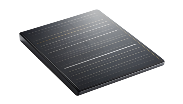 Sleek High-Tech Device with Metallic Stripes on Black: Modern Innovation & Future Energy Concept