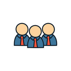 Three Stylized Figures In Blue Shirts Red Ties And Tan Heads Representing A Team Or Group Collaboration On A Transparent Background
