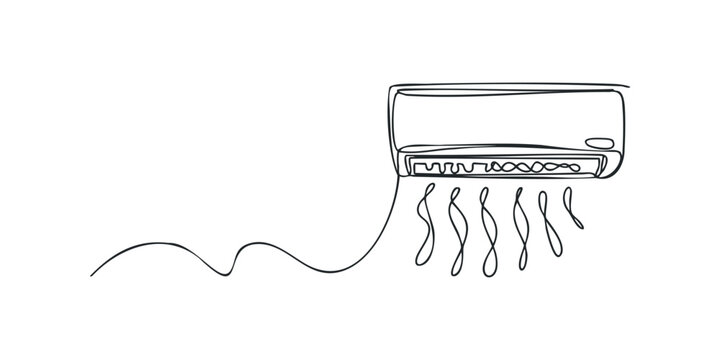 Line art drawing of an air conditioner unit
