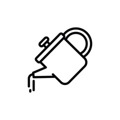 Outline of a teapot tilted forward with liquid pouring from its spout