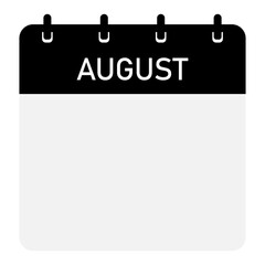 Infographic calendar icon design with orange header | Futuristic calendar design with space for text | Month of August calendar demo 