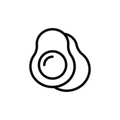 Two avocado halves one with seed depicted as a boldline icon