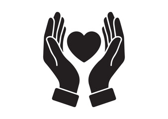 Obraz premium Heart in palms icon, Heart in palms solid vector