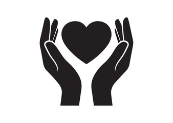 Fototapeta premium Heart in palms icon, Heart in palms solid vector