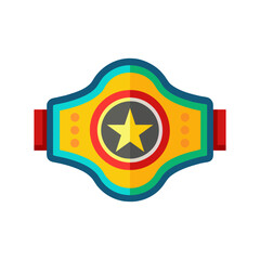 Boxing World Title Concept Championship Belt With Bright Colorful On White Background