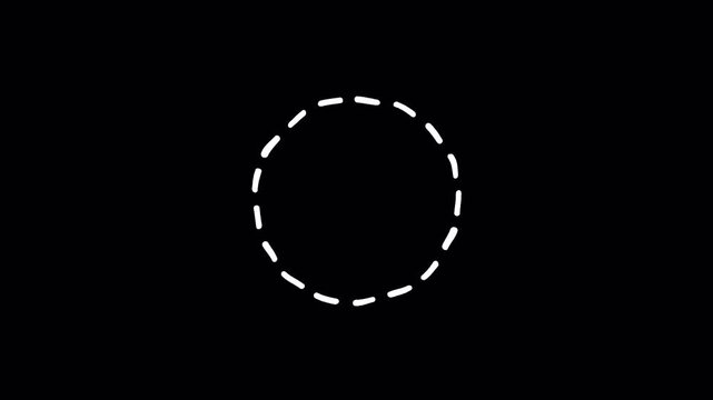 White dashed circle distorted animation video