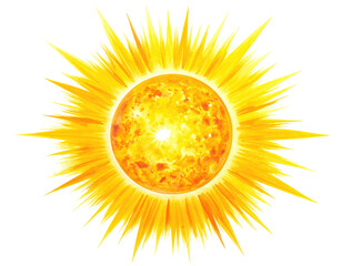 Rendered golden celestial body radiates brilliant light with jagged, fiery energy