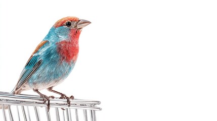 colorful bunting bird on a cage