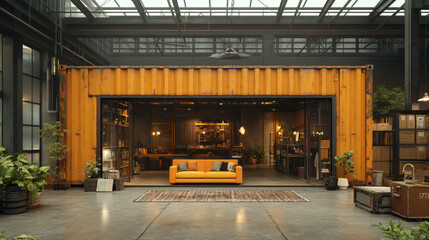 Make a futuristic depiction of containers with glowing barcodes