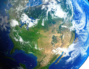 A realistic view of planet Earth showcasing the North American continent