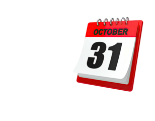 A red calendar shows October 31st against a black background