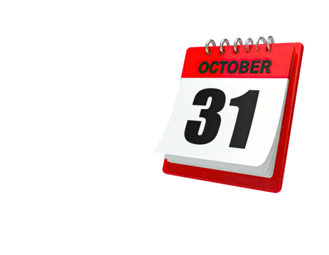 A red calendar shows October 31st against a black background