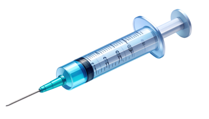 Sterile Medical Syringe with Blue Liquid. Healthcare, Vaccination, Injection, and Treatment Concept. Clean Pharmaceutical Device on Black Background for Health & Science.
