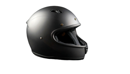 Black Motorcycle Helmet Isolated on White Background.