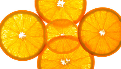 Bright and Juicy Orange Slices on a White Background.