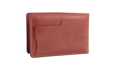 Brown Leather Wallet Isolated on White Background.