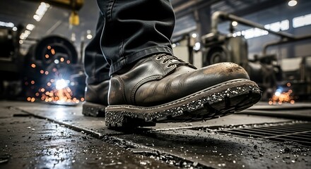 Industrial Safety - Workers Boot in a Welding Environment.