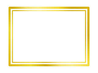 シンプルな四角形の二重枠・フレーム（金のグラデーション）003