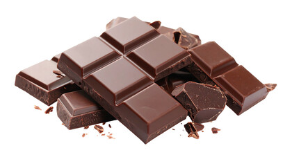 Dark Chocolate Bar Pieces Pile.