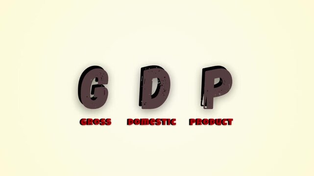 gross domestic product, animated text video, on white and gradient red, background for advertisement, or promotional video, gdp, 3d animated text video, marketing, economic value, country
