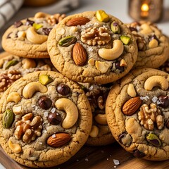 Delicious Nutty Cookies - A Close-Up of Homemade Treats.