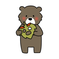 落ち葉のお面を持つクマ