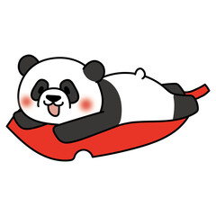 大きな落ち葉に乗るパンダ