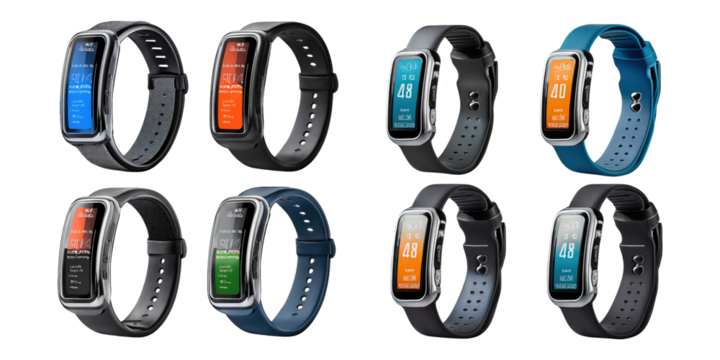 Collection of Smart Fitness Bands on Transparent Background