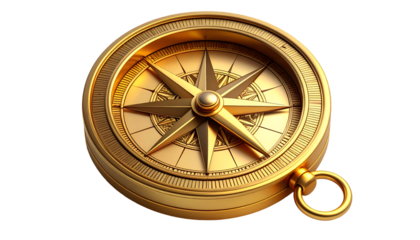Golden Compass on Black - Guiding Direction, Business Strategy, and Luxury Travel Concept